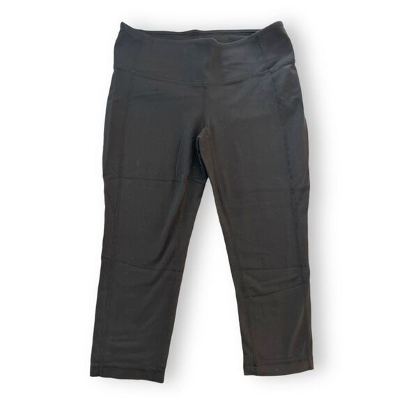 Athleta Womens Crop Leggings Stretch Pull On Athleisure Gym Training Black M - Picture 2 of 6